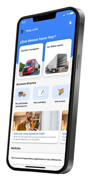 Pantalla de la aplicación GO mostrando accesos directos para solicitar transporte y seguir envíos